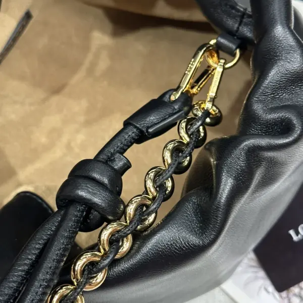 Loewe-羅意威 黑色大號柔軟納帕羊皮革 Flamenco Purse 肩背包