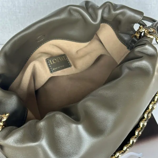 Loewe-羅意威 Flamenco 系列中號深卡其色肩背手袋 柔軟納帕羊皮革