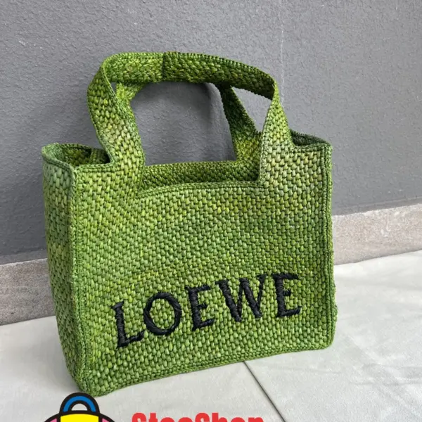 Loewe-羅意威 草綠色小號酒椰纖維 Font Tote 斜挎包
