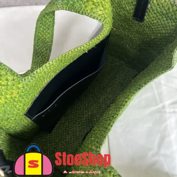 Loewe-羅意威 草綠色小號酒椰纖維 Font Tote 斜挎包