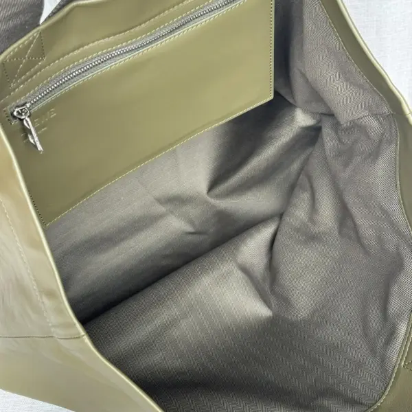 Loewe-羅意威 橄欖綠紙紋牛皮革 Fold Shopper 購物袋