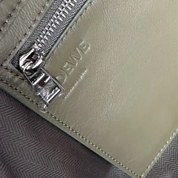 Loewe-羅意威 橄欖綠紙紋牛皮革 Fold Shopper 購物袋