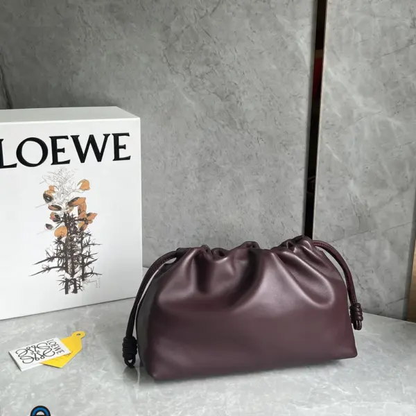 Loewe-羅意威 深酒紅大號柔軟納帕羊皮革 Flamenco Purse 肩背包
