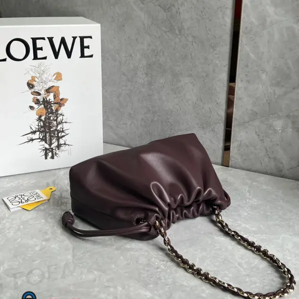 Loewe-羅意威 深酒紅大號柔軟納帕羊皮革 Flamenco Purse 肩背包