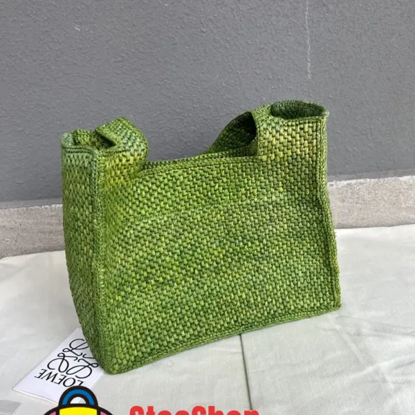 Loewe-羅意威 草綠色中號酒椰纖維 Font Tote 斜挎包
