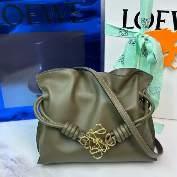 Loewe-羅意威 Flamenco 系列 深卡其色迷你納帕牛皮革肩背包