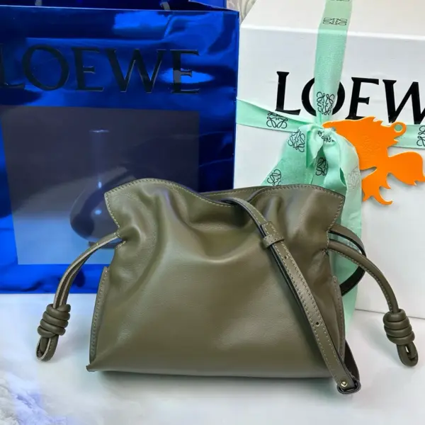 Loewe-羅意威 Flamenco 系列 深卡其色迷你納帕牛皮革肩背包