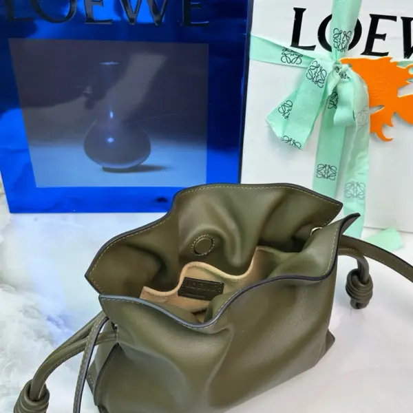 Loewe-羅意威 Flamenco 系列 深卡其色迷你納帕牛皮革肩背包