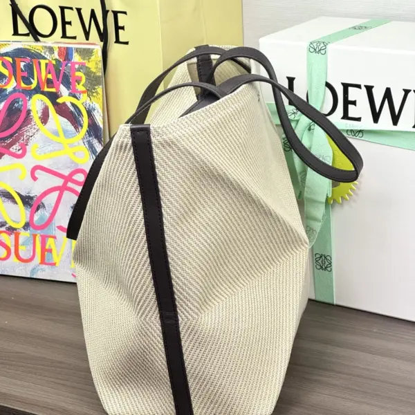 Loewe-羅意威 亞麻原色 / 自然色棉質提花 Puzzle Fold 購物袋