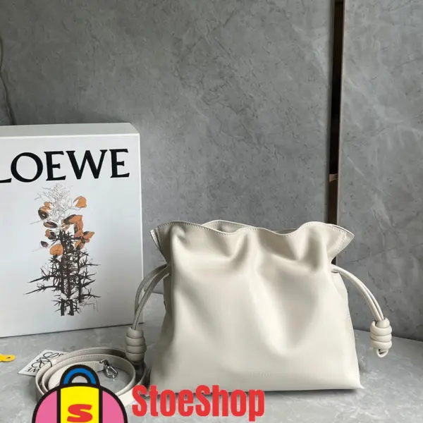 Loewe-羅意威 Flamenco 系列中號肩背手拿包 海鹽白 納帕牛皮革