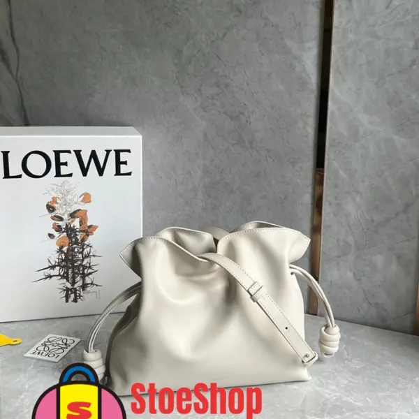 Loewe-羅意威 Flamenco 系列中號肩背手拿包 海鹽白 納帕牛皮革