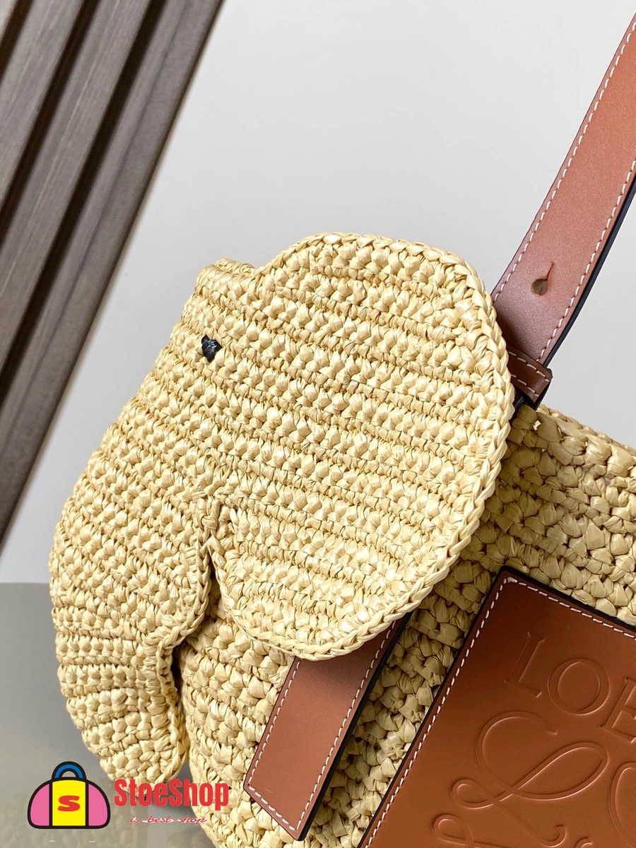 Loewe-羅意威 自然色 / 棕褐色拉菲草牛皮革小象 Basket 編織袋 6 Loewe-羅意威 自然色 / 棕褐色拉菲草牛皮革小象 Basket 編織袋