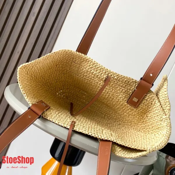 Loewe-羅意威 自然色 / 棕褐色拉菲草牛皮革小象 Basket 編織袋 19 Loewe-羅意威 自然色 / 棕褐色拉菲草牛皮革小象 Basket 編織袋
