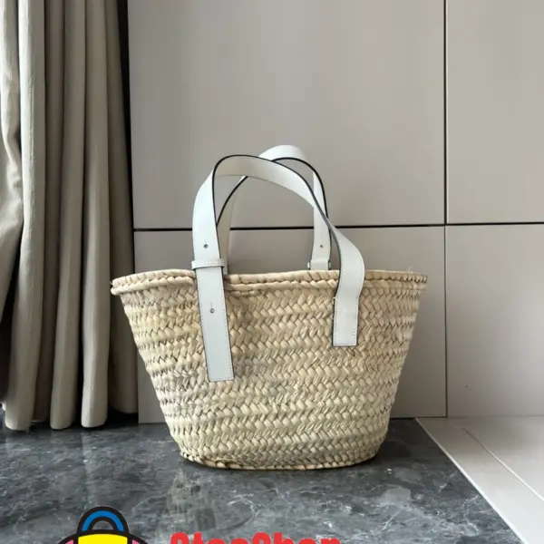 Loewe-羅意威 Basket 系列 自然色 / 白色中號棕櫚葉與牛皮革編織袋 11 Loewe-羅意威 Basket 系列 自然色 / 白色中號棕櫚葉與牛皮革編織袋