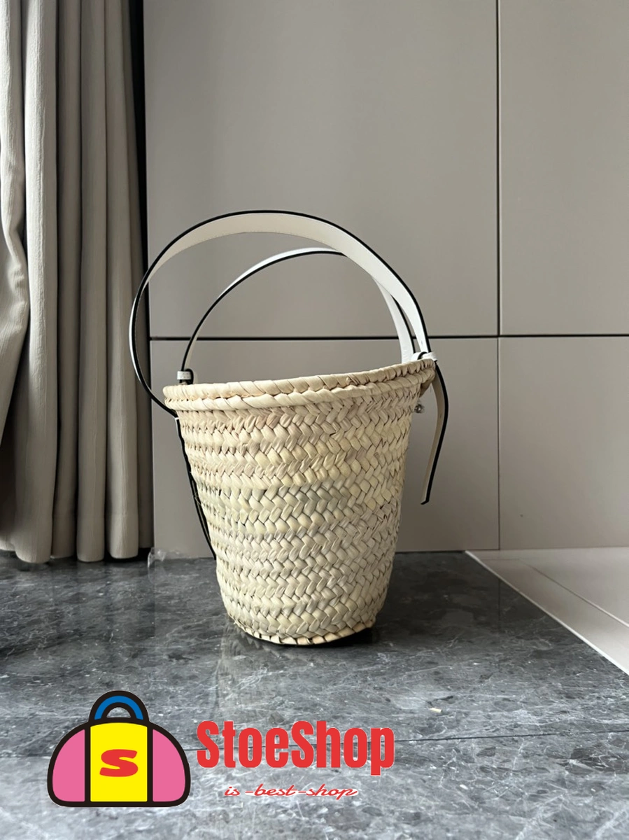 Loewe-羅意威 Basket 系列 自然色 / 白色中號棕櫚葉與牛皮革編織袋 9 Loewe-羅意威 Basket 系列 自然色 / 白色中號棕櫚葉與牛皮革編織袋