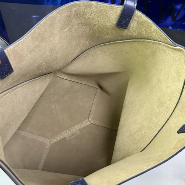 Loewe-羅意威 深邃藍超大號亮面牛皮革 Puzzle Fold 購物袋