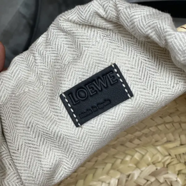 Loewe-羅意威 自然色 / 黑色棕櫚葉牛皮革抽繩水桶編織袋