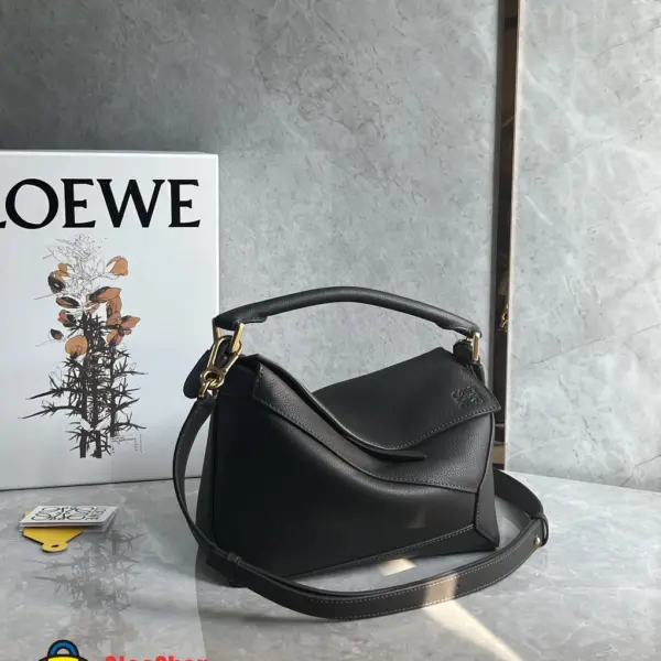 Loewe-羅意威 迷你深灰色柔軟粒面牛皮革 Puzzle 肩背包