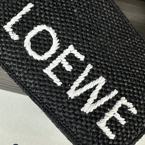 Loewe-羅意威 黑色小號酒椰纖維 Font Tote 斜挎包