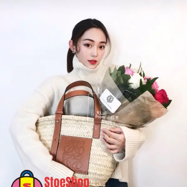 Loewe-羅意威 Basket 系列 自然色 / 棕褐色中號棕櫚葉牛皮革編織袋 13 Loewe-羅意威 Basket 系列 自然色 / 棕褐色中號棕櫚葉牛皮革編織袋
