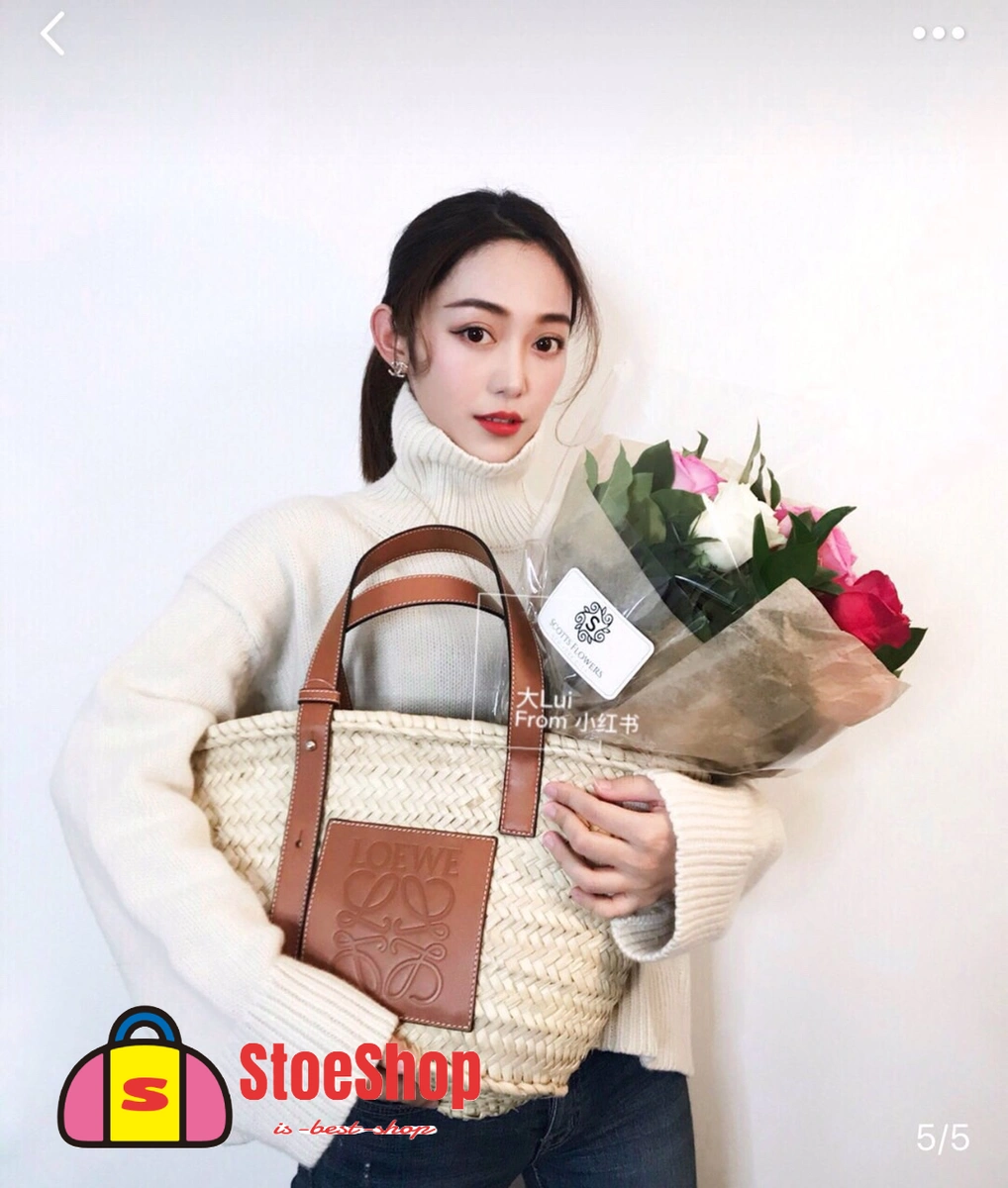 Loewe-羅意威 Basket 系列 自然色 / 棕褐色中號棕櫚葉牛皮革編織袋 4 Loewe-羅意威 Basket 系列 自然色 / 棕褐色中號棕櫚葉牛皮革編織袋