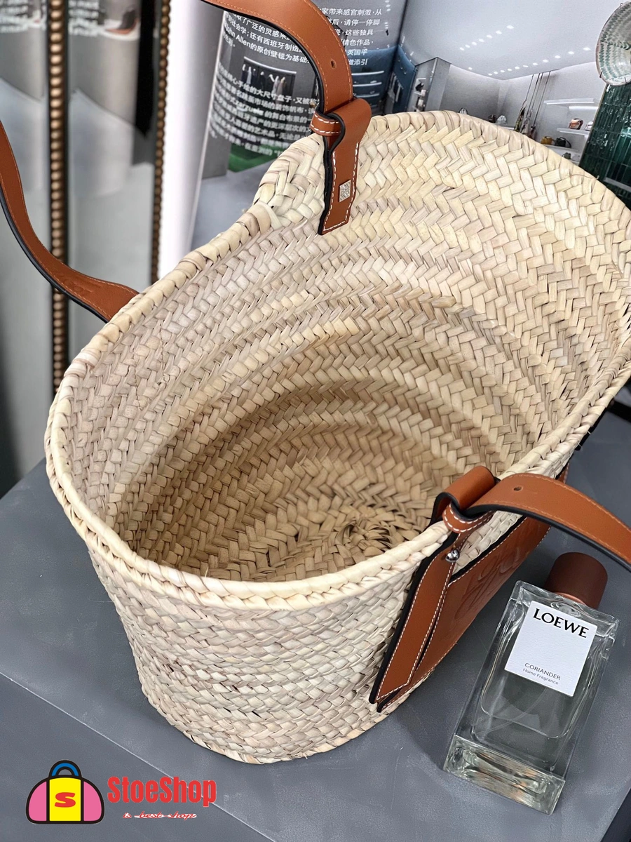 Loewe-羅意威 Basket 系列 自然色 / 棕褐色中號棕櫚葉牛皮革編織袋 8 Loewe-羅意威 Basket 系列 自然色 / 棕褐色中號棕櫚葉牛皮革編織袋