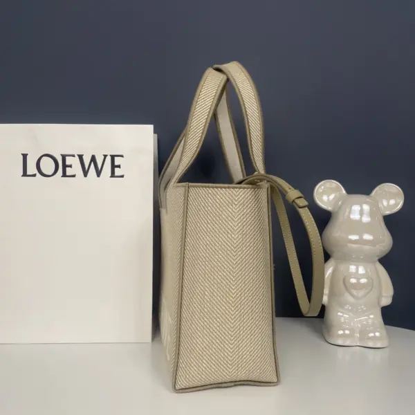 Loewe-羅意威 亞麻原色小號提花帆布 Font Tote 購物袋