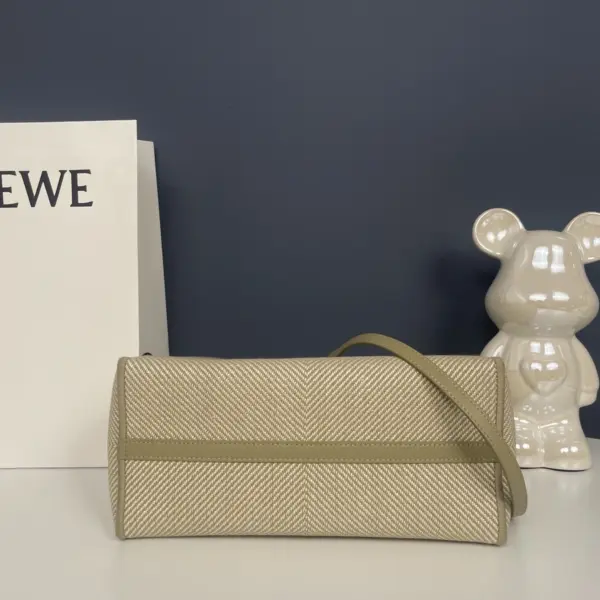 Loewe-羅意威 亞麻原色小號提花帆布 Font Tote 購物袋