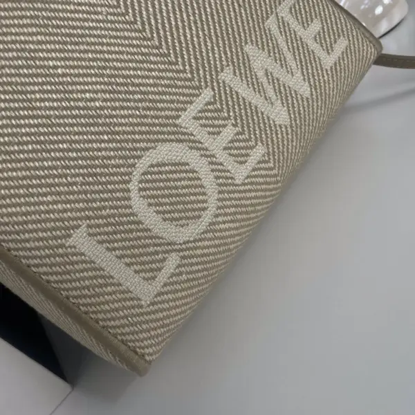 Loewe-羅意威 亞麻原色小號提花帆布 Font Tote 購物袋