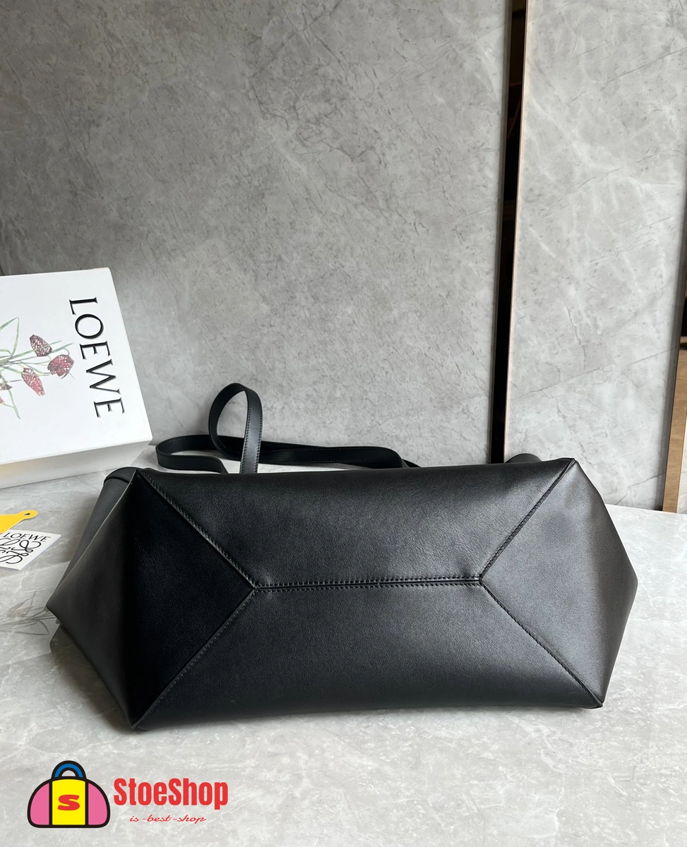 Loewe-羅意威 黑色超大號亮面牛皮革 Puzzle Fold 購物袋 7 Loewe-羅意威 黑色超大號亮面牛皮革 Puzzle Fold 購物袋