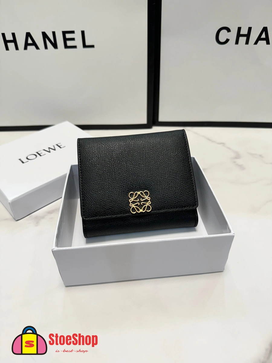 Loewe-羅意威 黑色鵝卵石紋牛皮革 Anagram 三折短夾 2 Loewe-羅意威 黑色鵝卵石紋牛皮革 Anagram 三折短夾