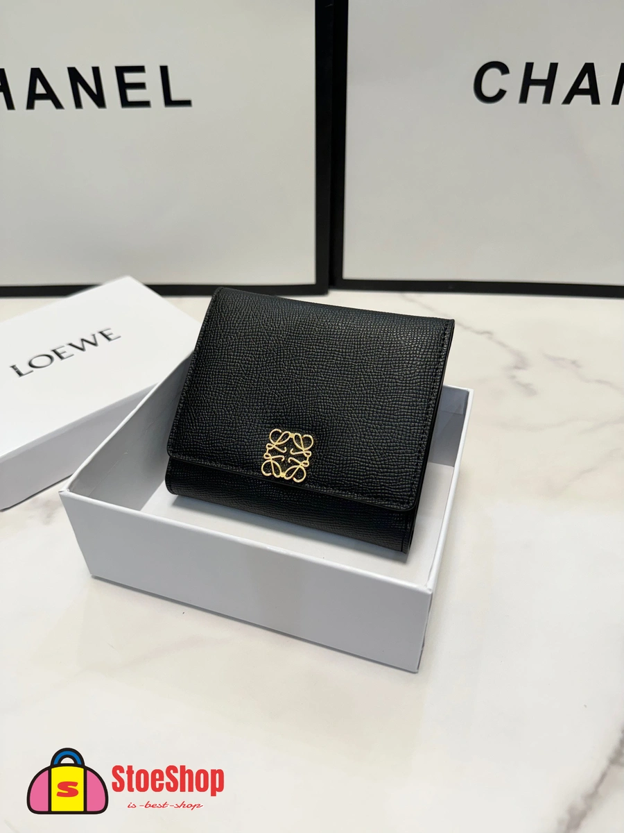 Loewe-羅意威 黑色鵝卵石紋牛皮革 Anagram 三折短夾 3 Loewe-羅意威 黑色鵝卵石紋牛皮革 Anagram 三折短夾