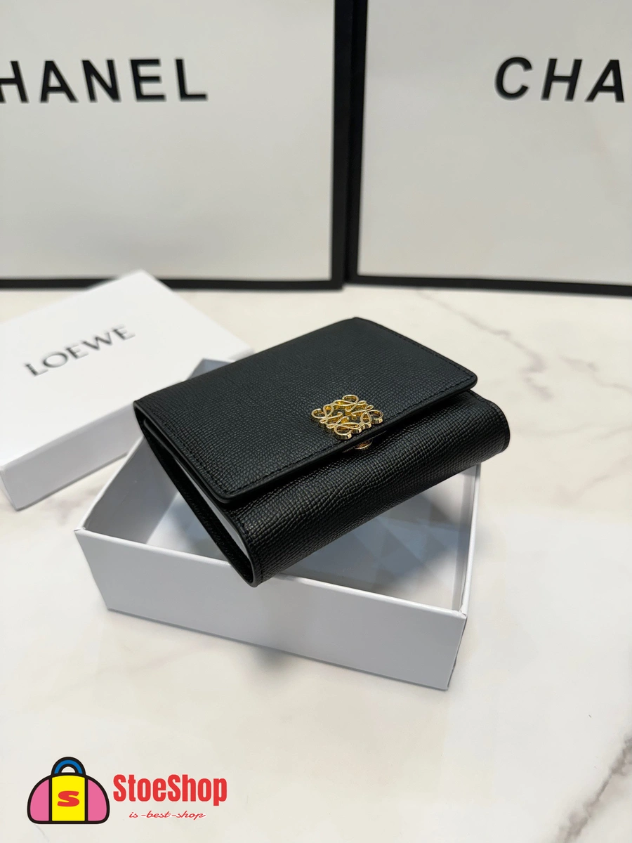 Loewe-羅意威 黑色鵝卵石紋牛皮革 Anagram 三折短夾 4 Loewe-羅意威 黑色鵝卵石紋牛皮革 Anagram 三折短夾