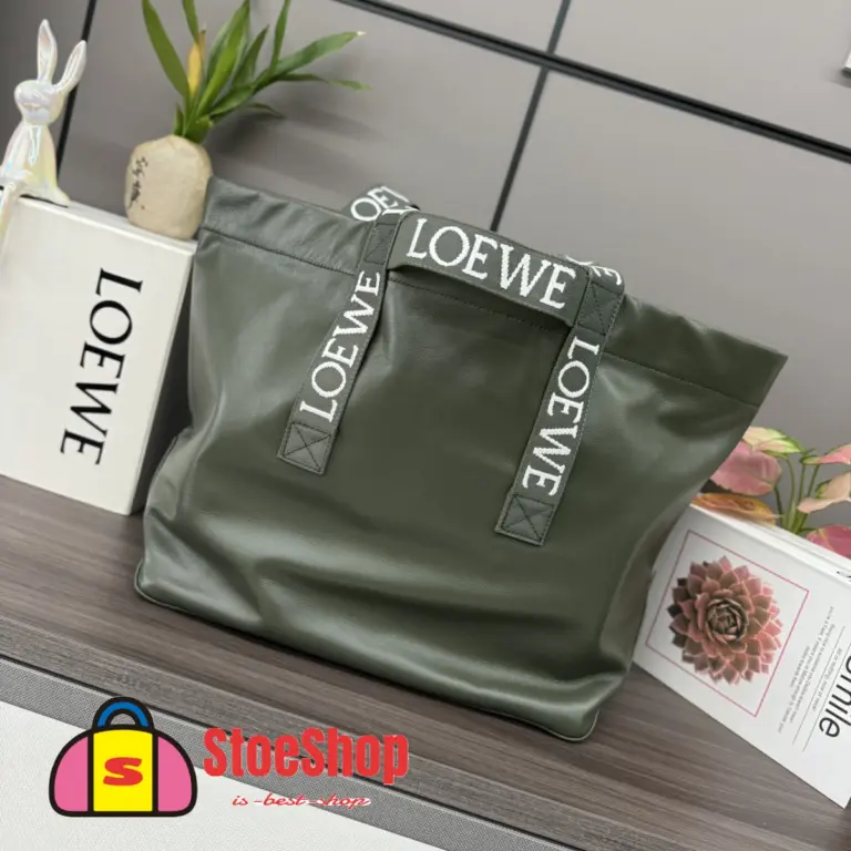 Loewe-羅意威 寶瓶綠紙紋牛皮革 Fold Shopper 購物袋 11 Loewe-羅意威 寶瓶綠紙紋牛皮革 Fold Shopper 購物袋