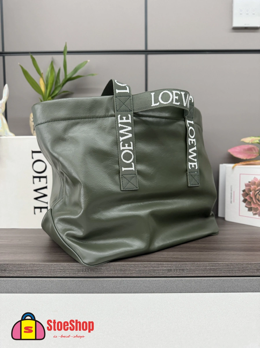 Loewe-羅意威 寶瓶綠紙紋牛皮革 Fold Shopper 購物袋 4 Loewe-羅意威 寶瓶綠紙紋牛皮革 Fold Shopper 購物袋