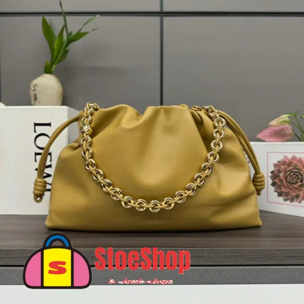 Loewe-羅意威 沙漠黃大號柔軟納帕羊皮革 Flamenco Purse 肩背包