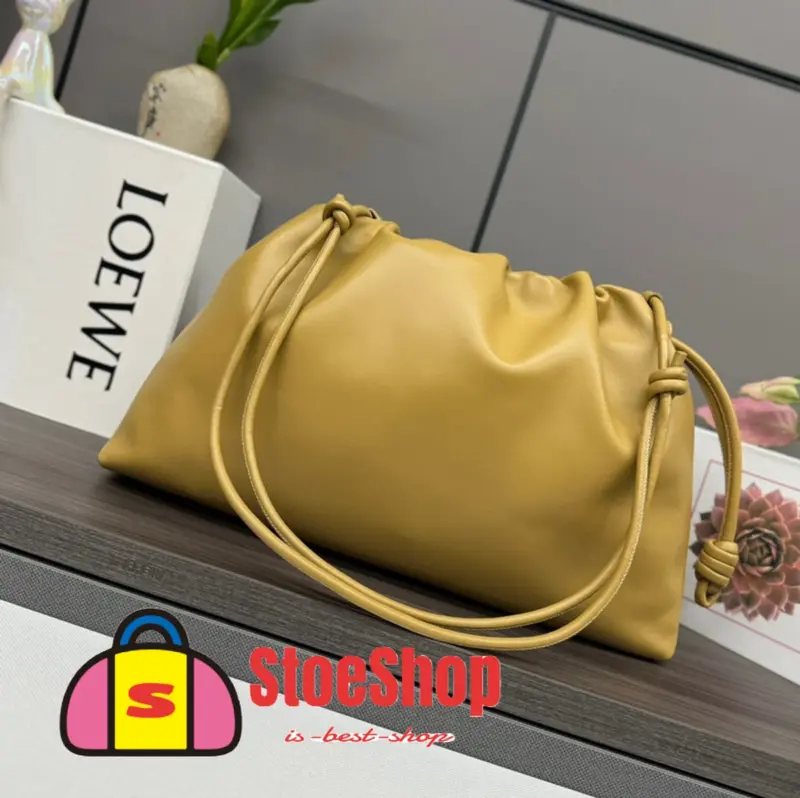 Loewe-羅意威 沙漠黃大號柔軟納帕羊皮革 Flamenco Purse 肩背包