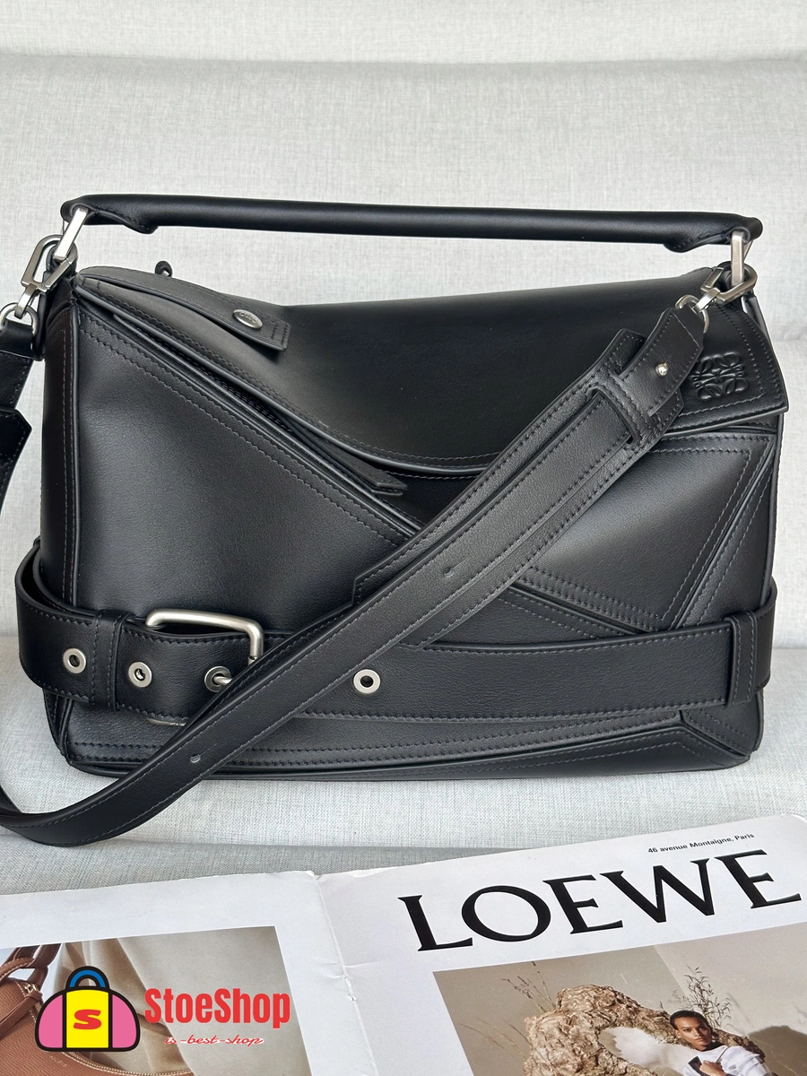 Loewe-羅意威 黑色大號亮面牛皮革 Puzzle Biker 手拿包 2 Loewe-羅意威 黑色大號亮面牛皮革 Puzzle Biker 手拿包