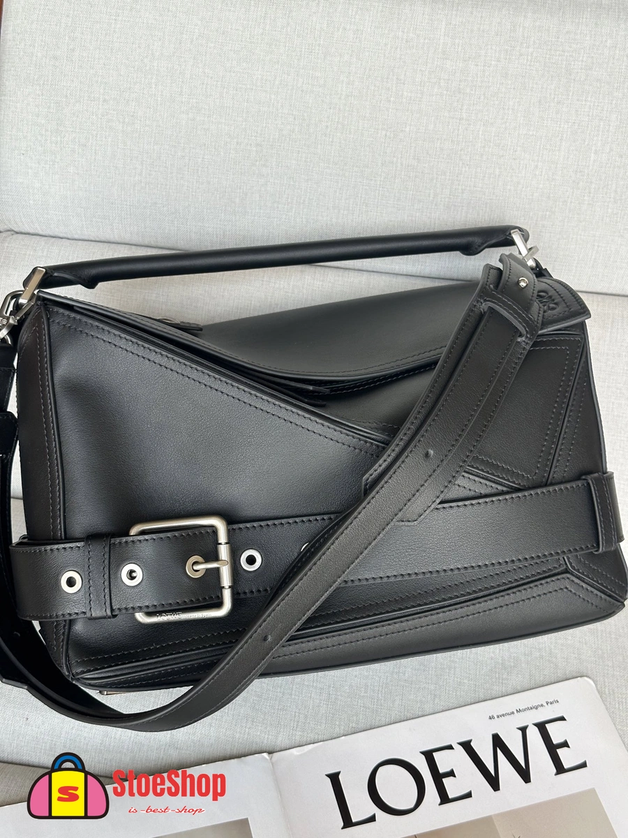 Loewe-羅意威 黑色大號亮面牛皮革 Puzzle Biker 手拿包 3 Loewe-羅意威 黑色大號亮面牛皮革 Puzzle Biker 手拿包