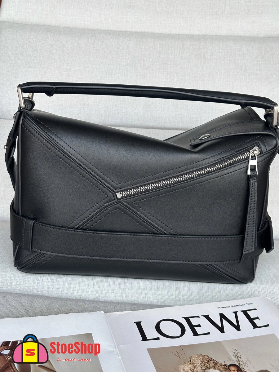 Loewe-羅意威 黑色大號亮面牛皮革 Puzzle Biker 手拿包 5 Loewe-羅意威 黑色大號亮面牛皮革 Puzzle Biker 手拿包