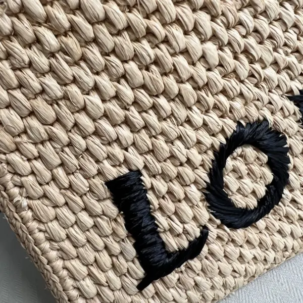 Loewe-羅意威 Font Tote 系列 自然色迷你拉菲草斜挎包