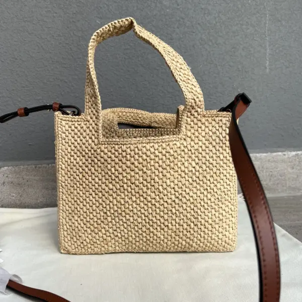 Loewe-羅意威 Font Tote 系列 自然色迷你拉菲草斜挎包