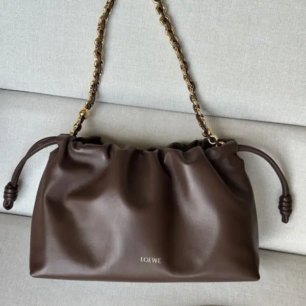 Loewe-羅意威 Flamenco 系列中號布朗尼深棕肩背手袋 柔軟納帕羊皮革