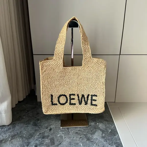 Loewe-羅意威 自然色小號酒椰纖維 Font Tote 斜挎包
