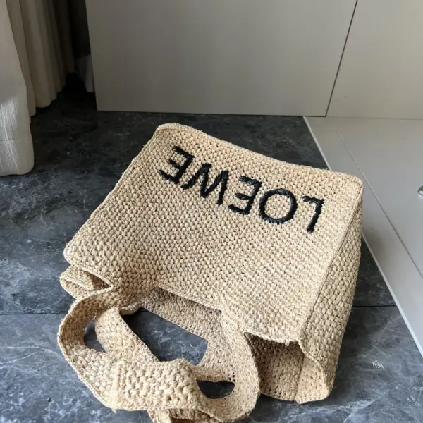 Loewe-羅意威 自然色小號酒椰纖維 Font Tote 斜挎包