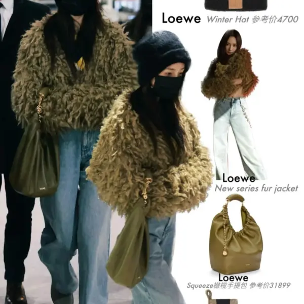 Loewe-羅意威 橄欖綠小號柔軟納帕羊皮革 Squeeze 肩背包