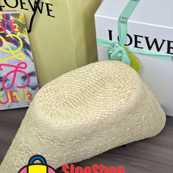Loewe-羅意威 Anagram 系列 自然色 / 棕褐色中號伊拉卡棕櫚牛皮革肩背包