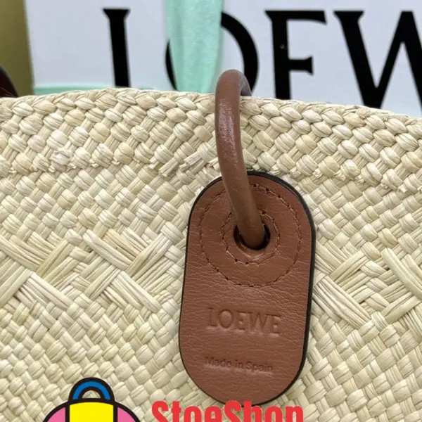 Loewe-羅意威 Anagram 系列 自然色 / 棕褐色中號伊拉卡棕櫚牛皮革肩背包