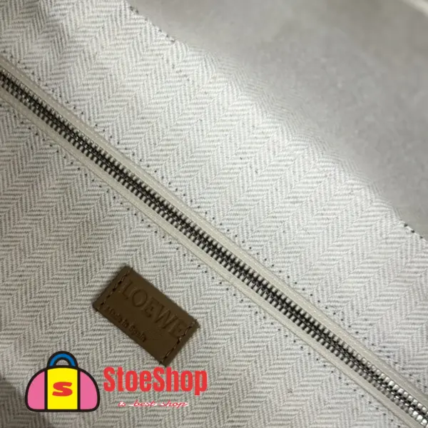 Loewe-羅意威 橡木棕特大號亮面牛皮革 Puzzle Fold 購物袋