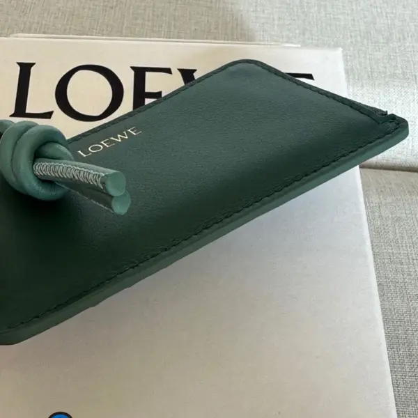 Loewe-羅意威 香根草 / 水色亮面納帕牛皮革繩結硬幣卡包